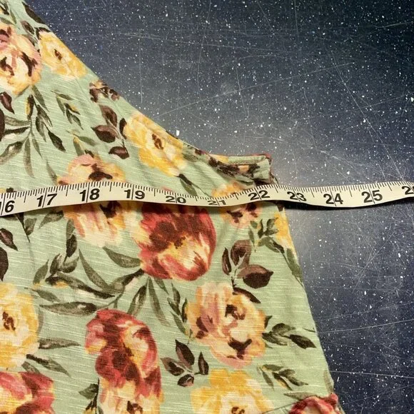 Torrid 4 4X Super Soft Knit Green Floral Babydoll Tank Shirt Tiered Ruffled - Picture 7 of 8